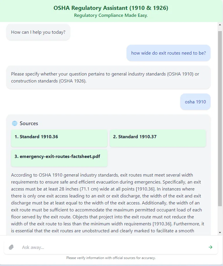 OSHA Compliance Assistant - AI-powered safety regulations chat interface